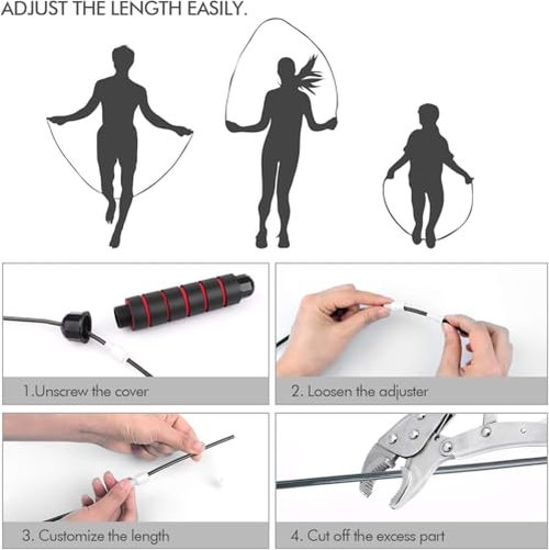 Jump Rope, Tangle-Free Rapid Speed Jumping Rope Cable with Ball Bearings for Women, Men, Adjustable Steel Jump Rope Workout with Foam Handles for Fitness, Home Exercise & Slim Body