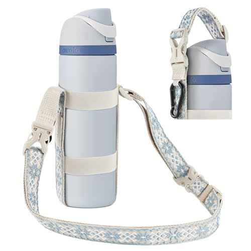 EasyAcc Water Bottle Holder Strap Sling, for Owala FreeSip 24 32 40 oz, Hydro Flask, Yeti, Stanley Flip, Universal Water Bottles, with Carabiner, for Walking Hiking Curise Travel (Bottle Excluded)