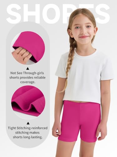 Toddler Girl Bike Shorts 6 Pack Under Dress Dance Shorts - 14-16 Years, Black Gray Navy Pink
