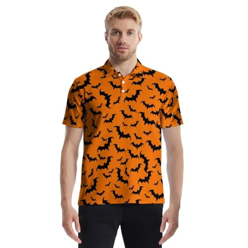 Men's Funny Golf Polo Shirts Quick Dry Blue Cartoon Short Sleeve Polo Shirts