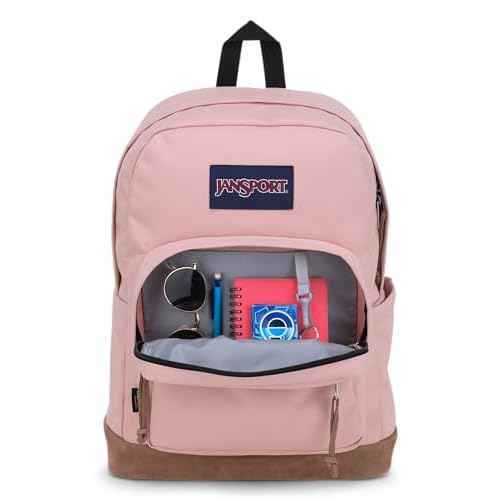 JanSport Right Pack Backpack - Durable Daypack with Padded 15" Laptop Sleeve, Spacious Main Compartment & Integrated Water Bottle Pocket - Misty Rose