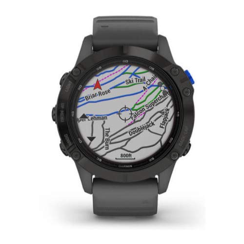 Garmin 010-02410-10 fenix 6 Pro Solar, Multisport GPS Watch with Solar Charging Capabilities, Advanced Training Features and Data, Black with Slate Gray Band