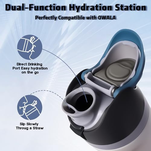 Premium Replacement Lid for Owala FreeSip 16-40oz Bottles - Leakproof, BPA-Free, Durable Hinge Design (Fits 24/32/40oz Models) (Dark Grey)