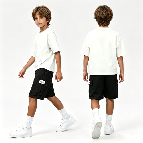 Kids Cargo Shorts 3 Pack - Quick Dry, Flap Pockets, 7-8 Years, Multiple Colors