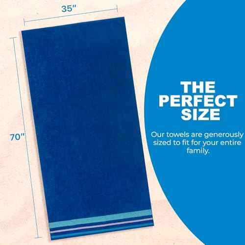 Kaufman - Soft Oversized 35" x 70" Velour Dobby Striped Beach Towels | Absorbent, Quick-Drying | 100% Cotton Thick Beach Towels (Roy)