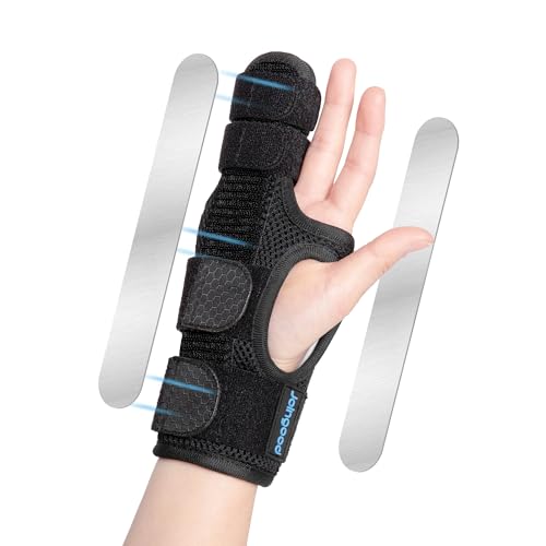 Pinky Finger Splint - Boxer Fracture Splint for Men & Women, Adjustable Finger Brace with Removable Aluminum Supports for Arthritis Fracture Broken Mallet Dislocated Trigger Finger, Right,M