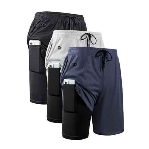 JWJ Mens 2 in 1 Running Shorts Quick Dry Gym Athletic Workout Clothes with Side Pockets