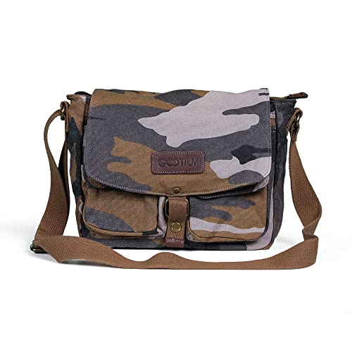 GOOTIUM Canvas Messenger Bag - Vintage Camo Crossbody Shoulder Satchel