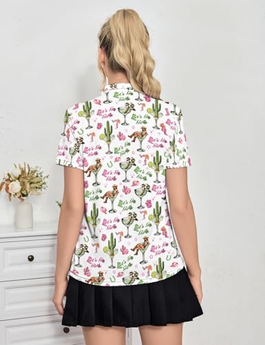 Women's Golf Shirt Moisture Wicking Quick Dry Polo Top Cactus Medium - Ladies Golf Outfits