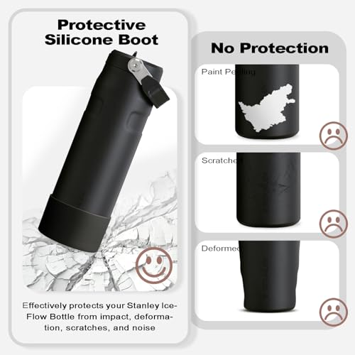 Black Silicone Boot for Stanley IceFlow 24 oz Water Bottle - Anti-Slip Protector