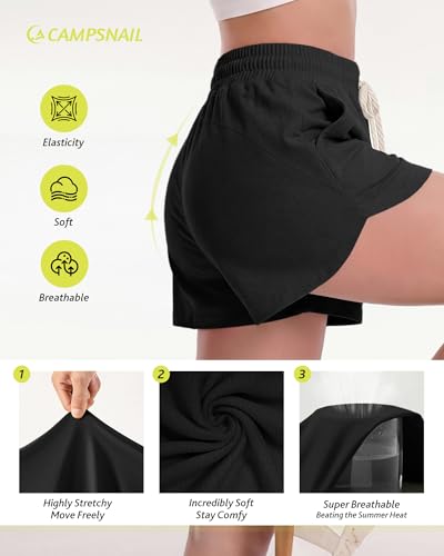 Women’s Athletic Shorts Large - Black High Waist Workout Casual Sweat Shorts