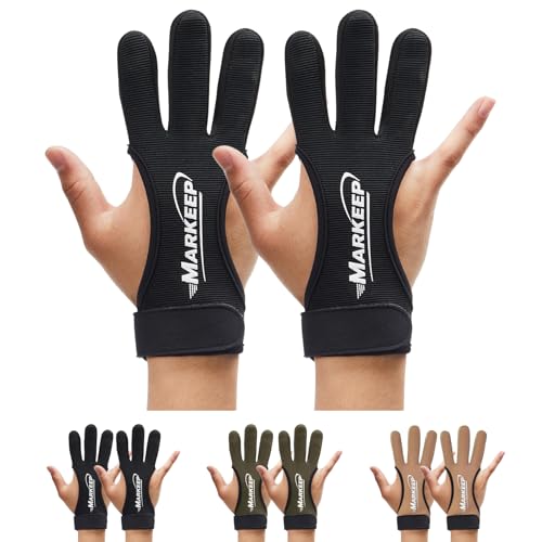Archery Gloves 2 Pack Medium Black - Shooting Hunting Leather Guard