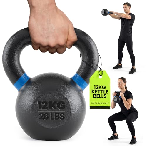 Rage Fitness Kettlebell 2.0 - 26.5 lbs / 12 kg Powder Coated Single Cast Iron