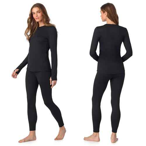 Cuddl Duds Womens Fleece Lined Thermal Base Layer Set ? Long Sleeve Shirt & Leggings for Cold Weather ? Lounge Set for Women