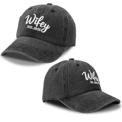 Hubby and Wifey Hats for Mr and Mrs, Engagement Anniversary Honeymoon Wedding Gifts Newlyweds Couples Baseball Cap