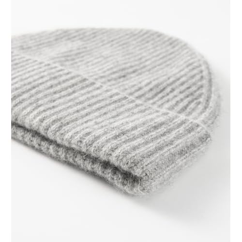 Villand 100% Cashmere Ribbed Cuffed Hat for Men, Ultra-Soft Men's Pure Cashmere Winter Ski Beanie