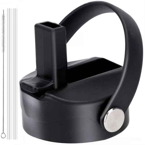 lids with Straw for Hydroflask Wide Mouth Water Bottle 32oz 40oz, Compatible With Takeya Wide Mouth Bottle, Replacement Cap Straw Cap With Big Nozzle, Lid with Straws and Brush with Flexible Handle