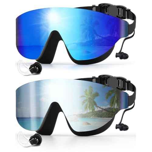Swim Goggles, Frameless Wide View Swimming Goggles, Anti-Fog Anti-UV No Leaking Pool Goggles for Men Women Adult
