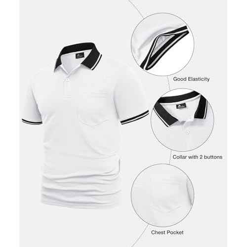 ZITY Mens Polo Shirts Casual Short Sleeve Athletic T-Shirts Classic Contrast Collar Shirt with Pocket