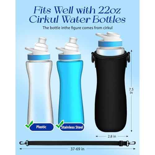 Water Bottle Sleeve with Pouch for Cirkul 22 oz - Crossbody Shoulder Strap Detachable Phone Purse with Bottles Cover Holder Carrier Bag