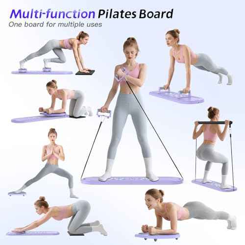 Pilates Board Pilates Reformer Set for Women, 7 in 1 Foldable Pilates Equipment with Timer, Portable Pilates Machine for Home Workout, Fitness, Exercise, Ab, Core