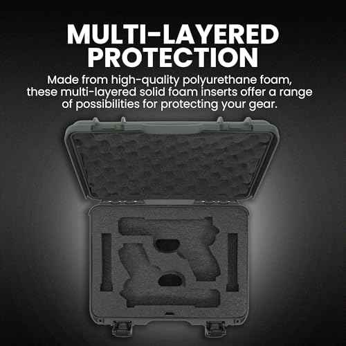 NANUK 910 Hard Case with Custom Foam Insert for 2 UP Glock Single Sporting Gear, IP67 Waterproof Hard Storage, Canada 2 UP Glock Short Case ? (14.3¡¯¡¯ x 11.1¡¯¡¯ x 4.7¡¯¡¯)