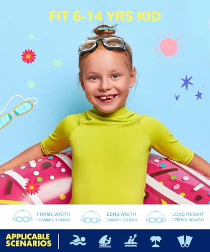 Kids Swimming Goggles Anti-Fog No Leaking 3 Pack | NSSIW — Black & Clear / Blue Purple Glitz & Silver Blue / Yellow Green Glitz & Pink