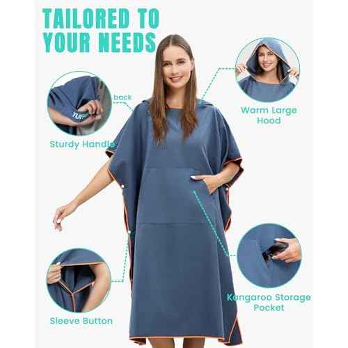 Men Women Hooded Towel Changing Wearable Cloth Swimsuit Bikini Coverup Dry Robe Bathing Swim Parka Jacket Suit Dress Wrap Plus Size for Beach Hiking Pee Surf Board Pool Shower