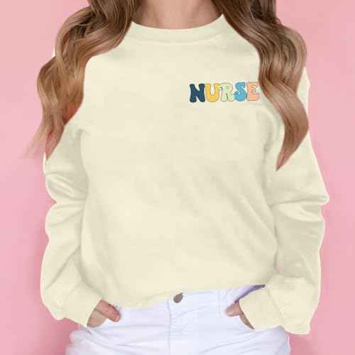 Nurse Graphic Crewneck Sweatshirts for women Floral Stethoscope Lightweight Sweatshirt Pullover Hoodie Nurses Gifts