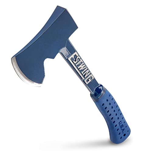 Estwing Camper's Axe 14-Inch Blue Hatchet with Stake Puller - Fully Forged Steel