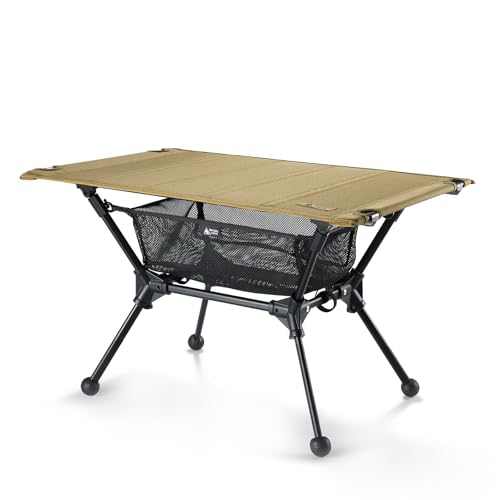 ONETIGRIS Coyote Brown Camping Dipper Table with Storage Net, Lightweight & Portable