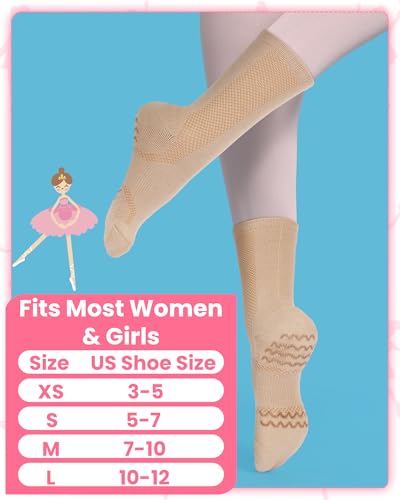 Jecery Ballet Dance Non-Slip Socks Medium Nude Pair - Comfortable & Flexible