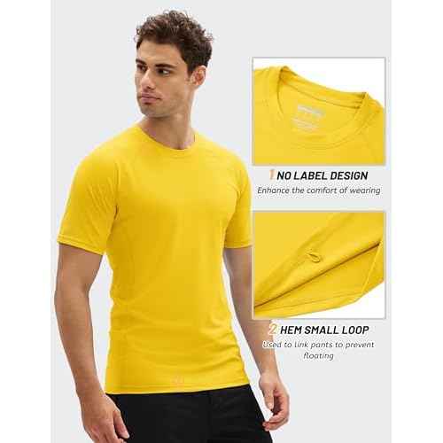 MAGCOMSEN Men's Short Sleeve UPF 50+ T-Shirt Swim Quick Dry Rash Guard Athletic Surf Shirts Performance Water Shirts