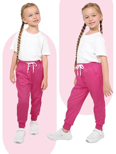 Resinta 4-Pack Toddler Girls' Active Jogger Pants - Navy, Purple, Lake Blue, Hot Pink