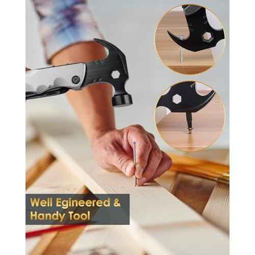 Dad Gifts for Fathers Day from Daughter Son Wife - Multitool Hammer Gifts for Men Camping Accessories 13 In 1 Survival Multi Tools Hammer Cool Gadgets for Men Adults Husband Grandpa Women Birthday