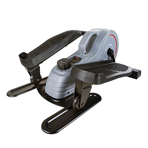 Sunny Health & Fitness 2-in-1 Sit/Stand Mini Elliptical Machine, Portable Under Desk Peddler Exerciser for Senior Home Workout, Optional Free Sunnyfit App Bluetooth Link, Handlebars or Resistance Band