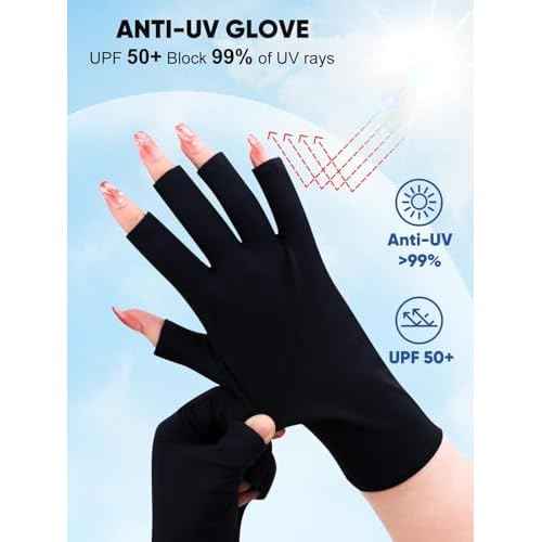Utaly Women Sunblock Fingerless Gloves Non-Slip UV Protection Driving Riding Summer Outdoor Gloves for Women Girls
