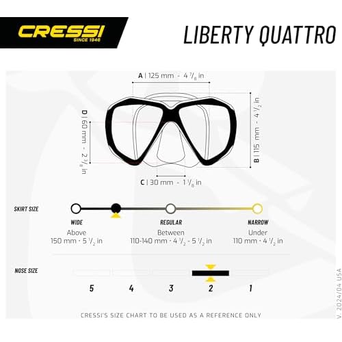 Cressi Perfect View Scuba and Snorkeling Mask in Pure Comfortable Silicone - Liberty Quattro: Designed in Italy