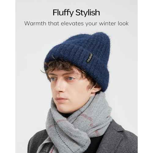 Zylioo Oversize XXL Chunky Beanie Cap for Men Women,Stretchy Thick Warm Knit Hat,Winter Snow Hats for Cold Weather