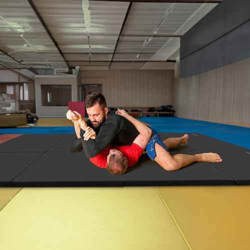 BalanceFrom 10x4 Feet 4-Panel Folding Gymnastics Mat ? 2-Inch Thick Pad with Vinyl Surface and Carrying Handles for Tumbling, Yoga, Pilates, Home Workouts, and Martial Arts