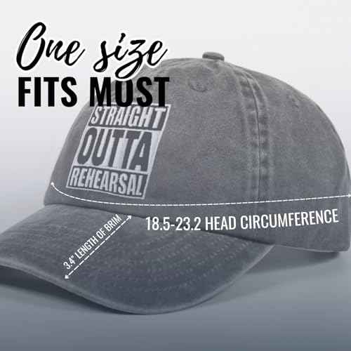 InnoBeta Actors Gifts Cap, Funny Adjustable Embroidered Hat Gifts for Theater Actress on Birthday, Christmas, Straight Outta Rehearsal Grey