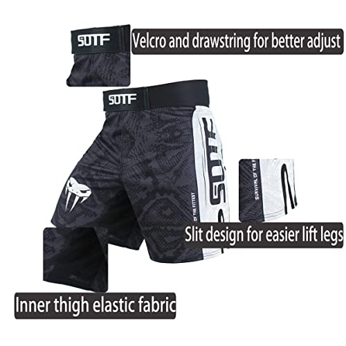 Men's MMA Boxing Shorts - Dark Gray, Medium, Fight & BJJ No Gi Shorts