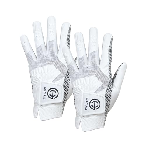 Men's Golf Gloves Left Hand White Medium 2 Pack Non-Slip Silicone Grip
