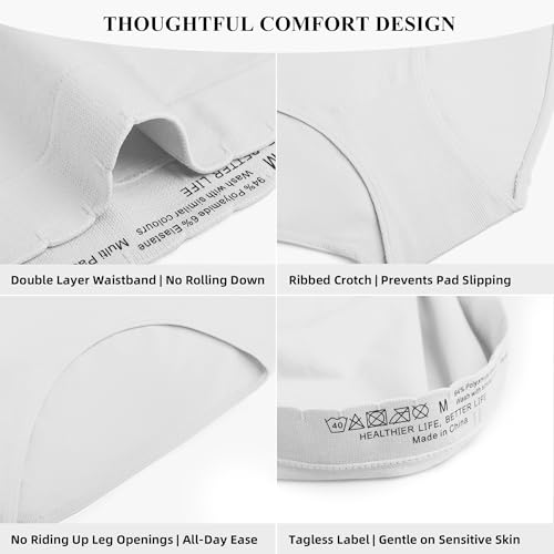 Women's Seamless Full Coverage Underwear Briefs 3-Pack - Medium White