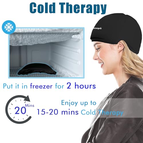 Black Cold Cap for Chemotherapy & Migraine Relief - Standard Fit