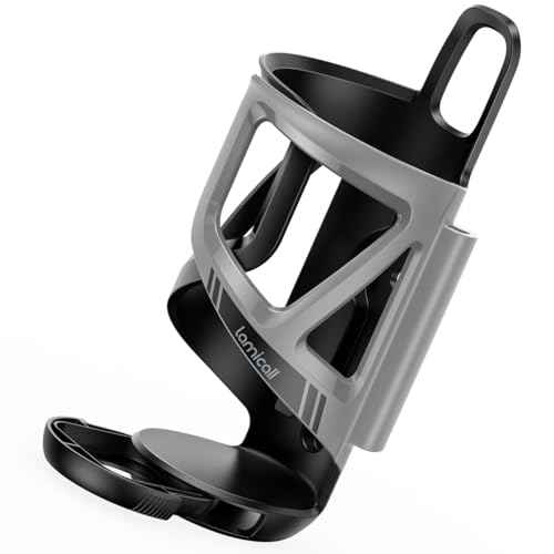 Lamicall Bike Water Bottle Holder - [Tracker Storage] [Adjustable Spring Design] Bike Cup Holder, Bicycle Drink Cage, Cycling Bike Water Bottle Cage with Screws Tool, for 2.28-3.39" Diameter Bottles