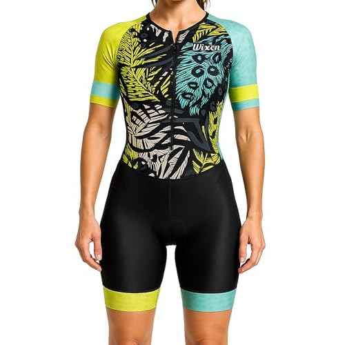 WIXEN PRO Women Triathlon Suit Sleeve Trisuit Aerodynamic Swim Bike Run Suit Back Pocket
