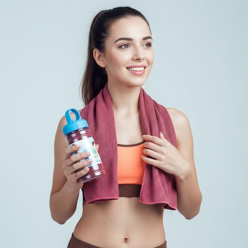 Cooling Towels with Water Bottle Set - Rose Red, 47 x 12 Inches, 10 Pack