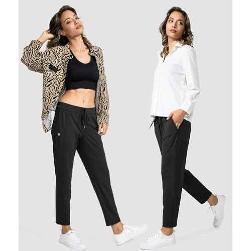 G Gradual Women's Pants with Deep Pockets 7/8 Stretch Ankle Sweatpants for Golf, Athletic, Lounge, Travel, Work