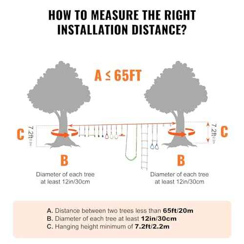 VEVOR Ninja Warrior Obstacle Course for Kids, 2 x 65 ft Weatherproof Slacklines, 500lbs Weight Capacity Monkey Line, Outdoor Playset Equipment, Backyard Toys Training Equipment Set with 12 Obstacles